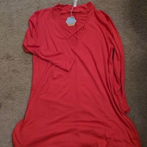 NWT Pinkblush Coral Mock Neck Crisscross Maternity